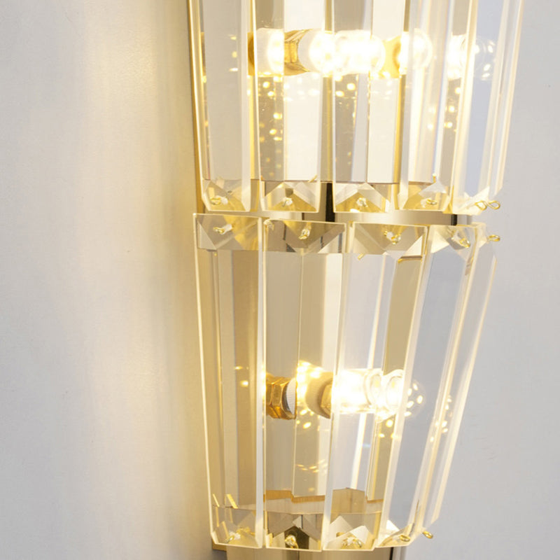 Lampe murale moderne de luxe en acier inoxydable avec cristal en forme de cône triangle 3/5/7 lumières pour salon 