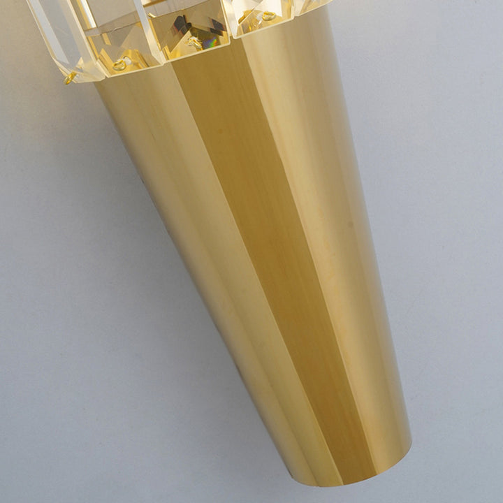 Lampe murale moderne de luxe en acier inoxydable avec cristal en forme de cône triangle 3/5/7 lumières pour salon 