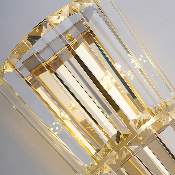 Lampe murale moderne de luxe en acier inoxydable avec cristal en forme de cône triangle 3/5/7 lumières pour salon 