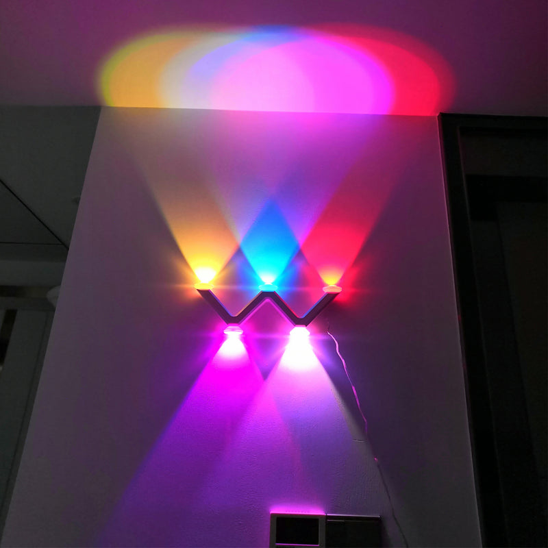 Lámpara de pared LED con forma de W minimalista moderna de línea en ABS acrílico para dormitorio 