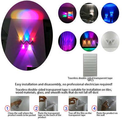 Lámpara de pared LED con forma de W minimalista moderna de línea en ABS acrílico para dormitorio 