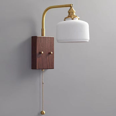 Traditional Vintage Round Cylinder Cone Trapezoidal Copper Ceramic 1-Light Wall Sconce Lamp For Bedroom