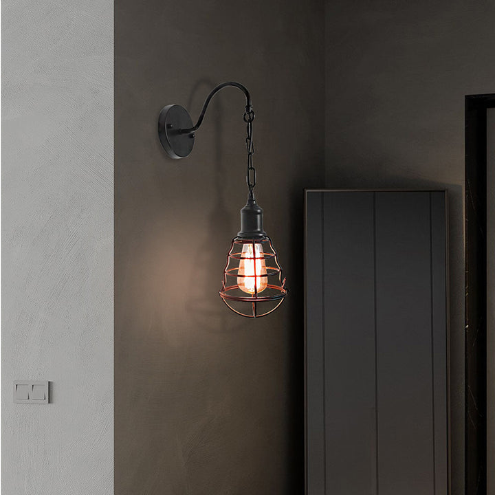 Lampe Applique Murale 1 Lumière en Fer Rond à Longue Tige de Pêche Simplicité Moderne pour Chambre 