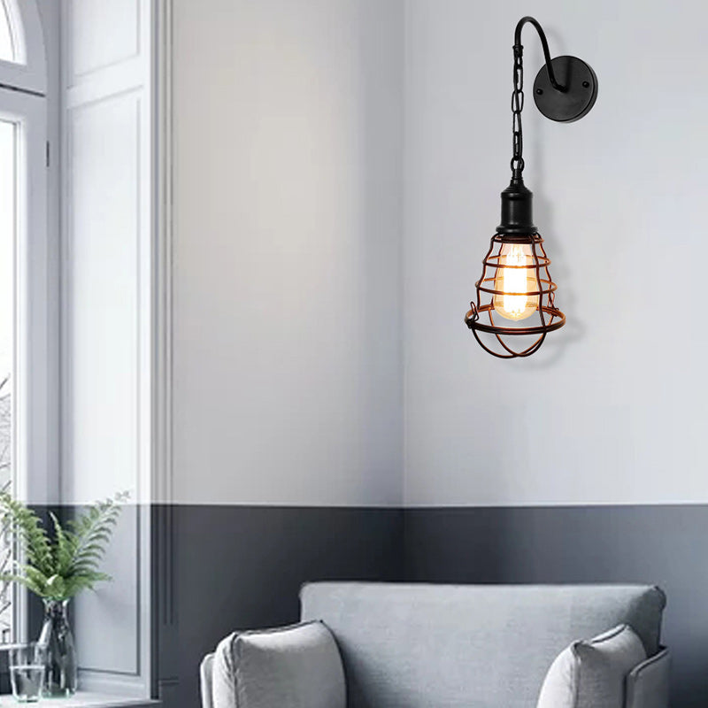 Lampe Applique Murale 1 Lumière en Fer Rond à Longue Tige de Pêche Simplicité Moderne pour Chambre 
