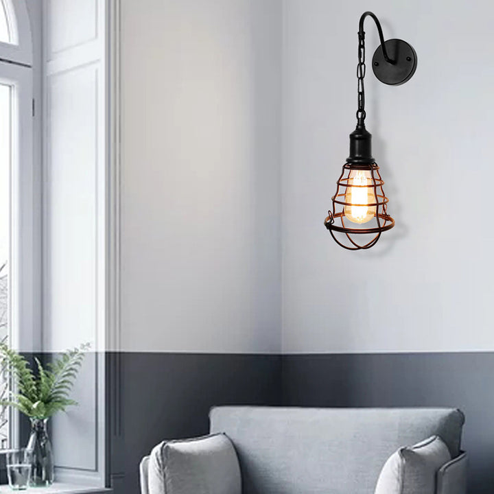 Lampe Applique Murale 1 Lumière en Fer Rond à Longue Tige de Pêche Simplicité Moderne pour Chambre 