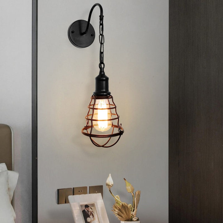 Lampe Applique Murale 1 Lumière en Fer Rond à Longue Tige de Pêche Simplicité Moderne pour Chambre 