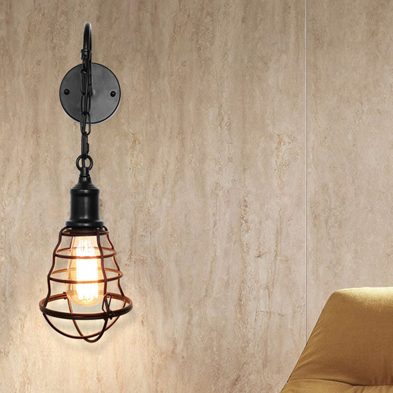 Lampe Applique Murale 1 Lumière en Fer Rond à Longue Tige de Pêche Simplicité Moderne pour Chambre 