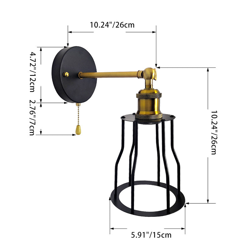 Modern Simplicity Round Cage Iron 1-Light Wall Sconce Lamp For Living Room
