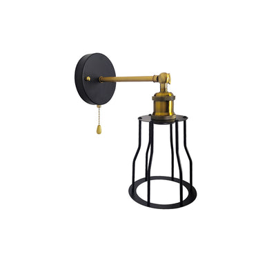 Modern Simplicity Round Cage Iron 1-Light Wall Sconce Lamp For Living Room