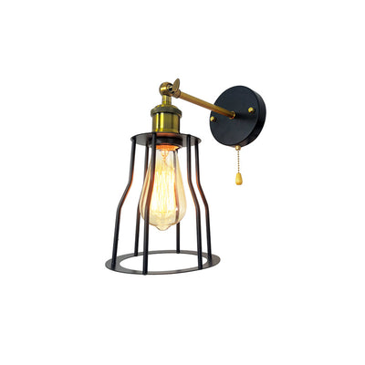 Modern Simplicity Round Cage Iron 1-Light Wall Sconce Lamp For Living Room