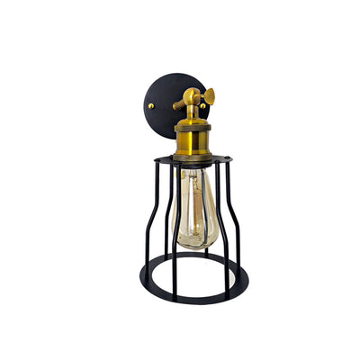 Modern Simplicity Round Cage Iron 1-Light Wall Sconce Lamp For Living Room
