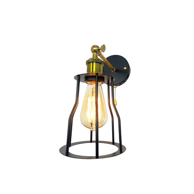 Modern Simplicity Round Cage Iron 1-Light Wall Sconce Lamp For Living Room
