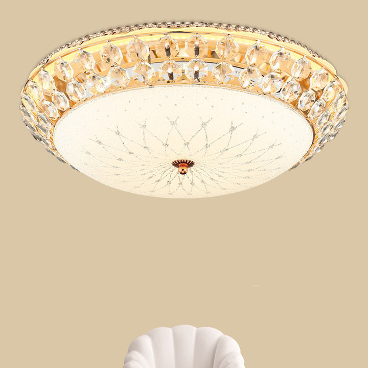 Luz de techo empotrada LED de vidrio de aleación de cúpula redonda moderna de lujo para sala de estar 