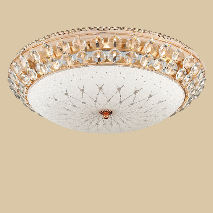 Luz de techo empotrada LED de vidrio de aleación de cúpula redonda moderna de lujo para sala de estar 