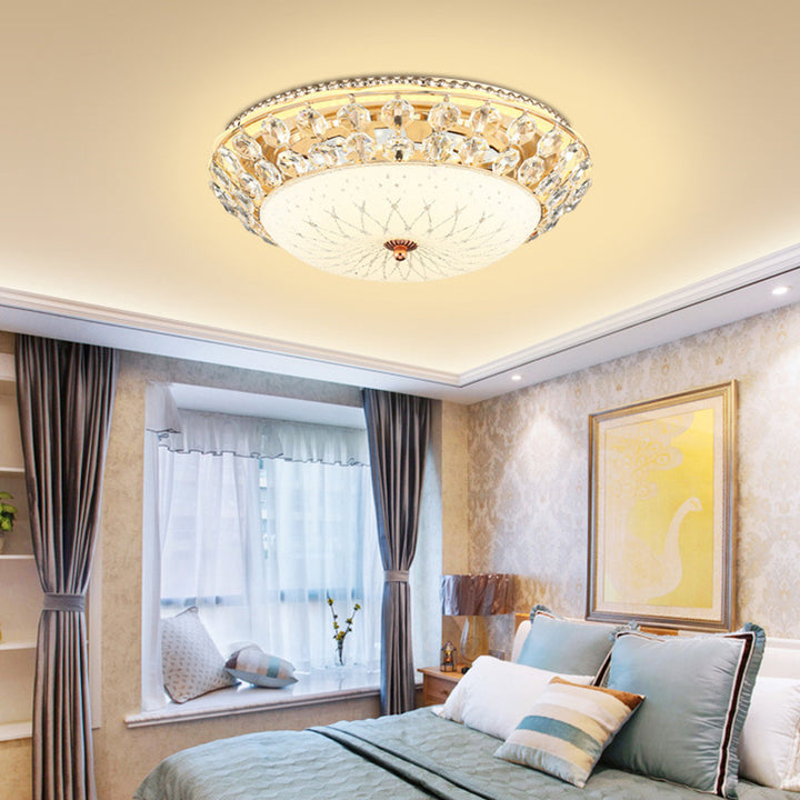 Luz de techo empotrada LED de vidrio de aleación de cúpula redonda moderna de lujo para sala de estar 