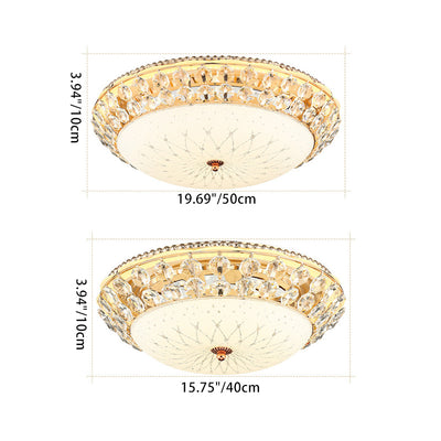 Modern Luxury Round Dome Alloy Glass LED Flush Mount Ceiling Light For Living Room
