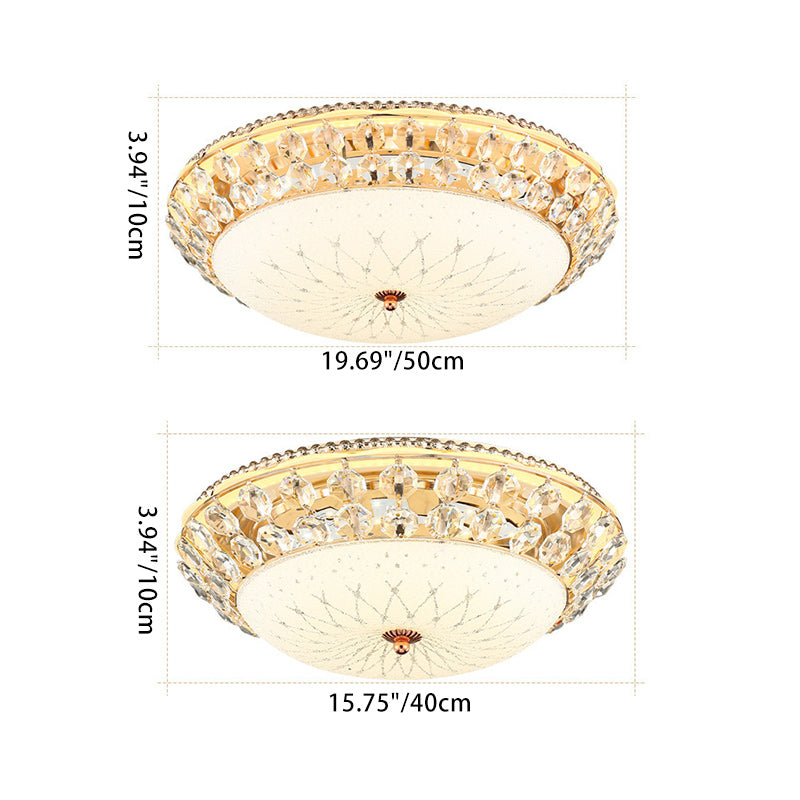 Modern Luxury Round Dome Alloy Glass LED Flush Mount Ceiling Light For Living Room
