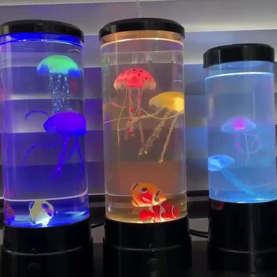 Moderne Art Deco Zylindrische Quallen Fisch Kunststoff Acryl LED Tisch Lampe Für Schlafzimmer 