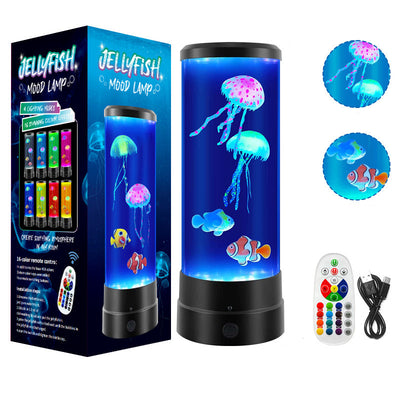 Moderne Art Deco Zylindrische Quallen Fisch Kunststoff Acryl LED Tisch Lampe Für Schlafzimmer 