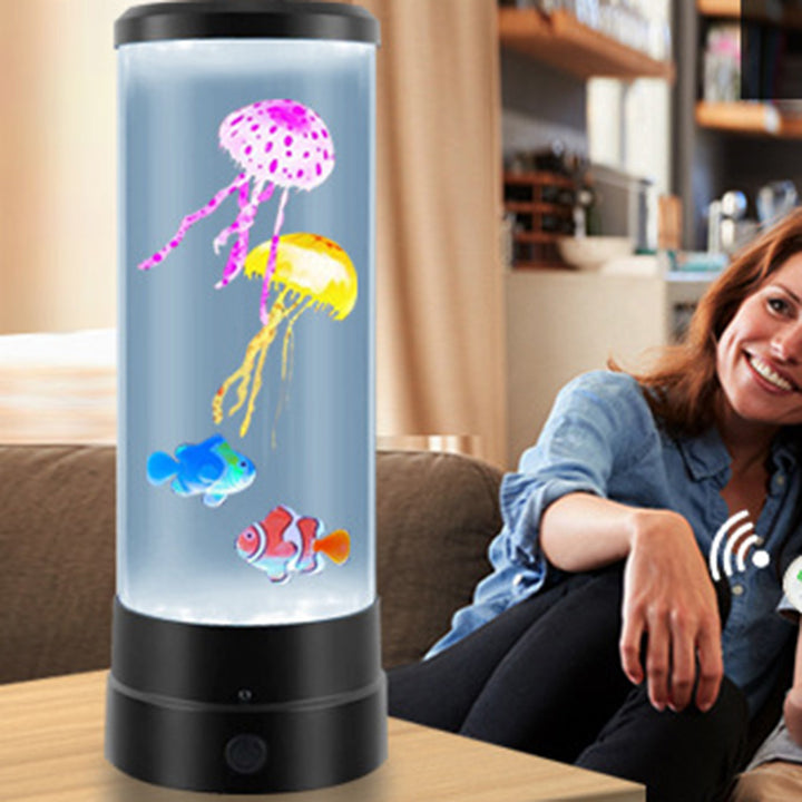 Lampe de table LED en acrylique plastique pour chambre à coucher, méduse cylindrique Art déco moderne 