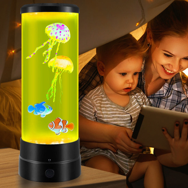 Moderne Art Deco Zylindrische Quallen Fisch Kunststoff Acryl LED Tisch Lampe Für Schlafzimmer 