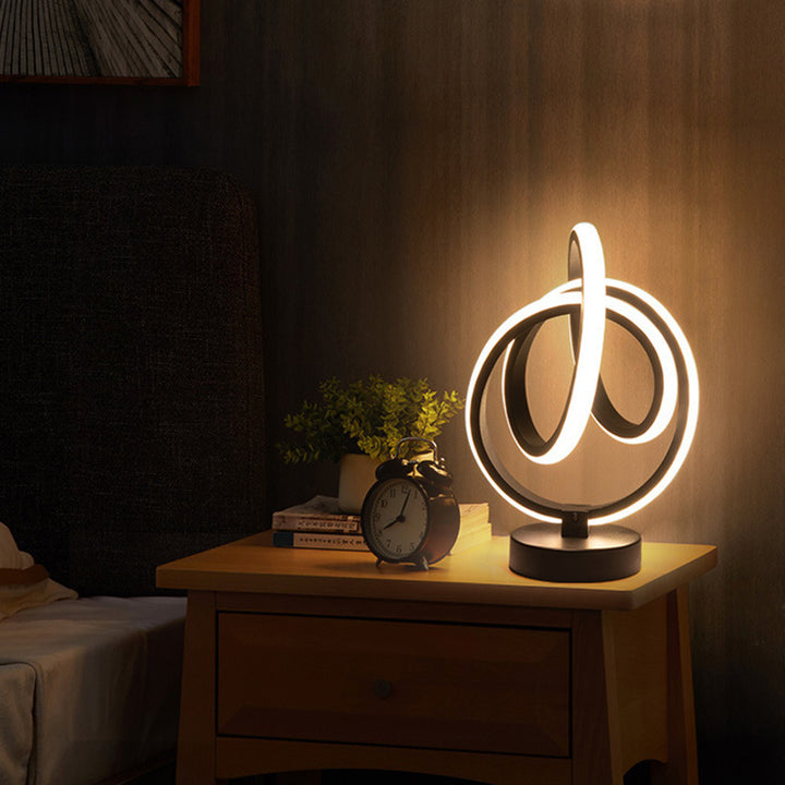 Lámpara de Mesa LED de Aluminio y Silicona con Líneas Irregulares de Modern Simplicity para Dormitorio 