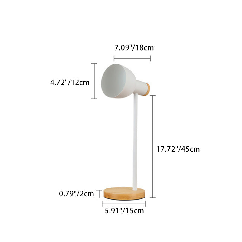 Lampe de table 1 lumière pour chambre à coucher avec abat-jour en fer de forme ronde minimaliste moderne et base en bois 