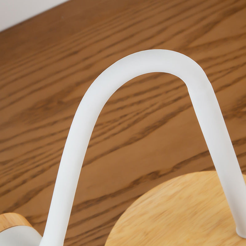 Lampe de table 1 lumière pour chambre à coucher avec abat-jour en fer de forme ronde minimaliste moderne et base en bois 