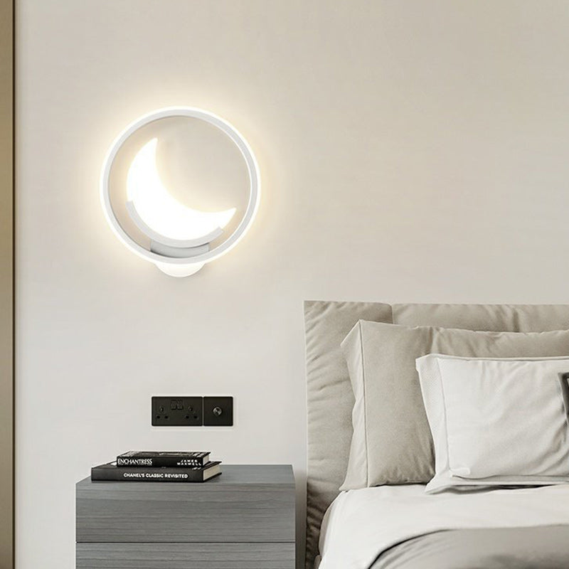 Applique Murale LED en Fer Acrylique en Forme de Nuage et de Lune pour Chambre d&
