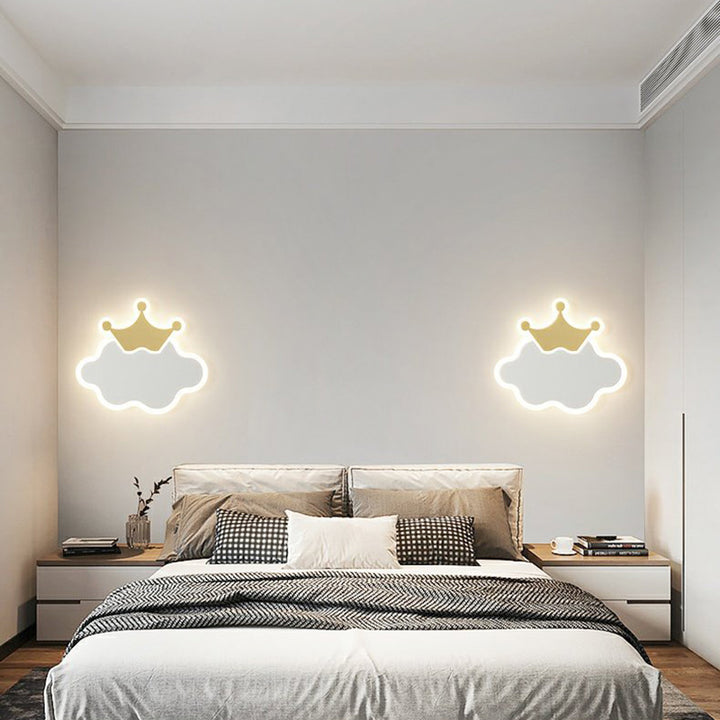 Applique Murale LED en Fer Acrylique en Forme de Nuage et de Lune pour Chambre d&