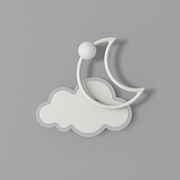 Applique Murale LED en Fer Acrylique en Forme de Nuage et de Lune pour Chambre d&