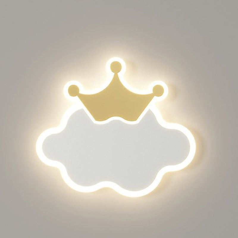 Applique Murale LED en Fer Acrylique en Forme de Nuage et de Lune pour Chambre d&