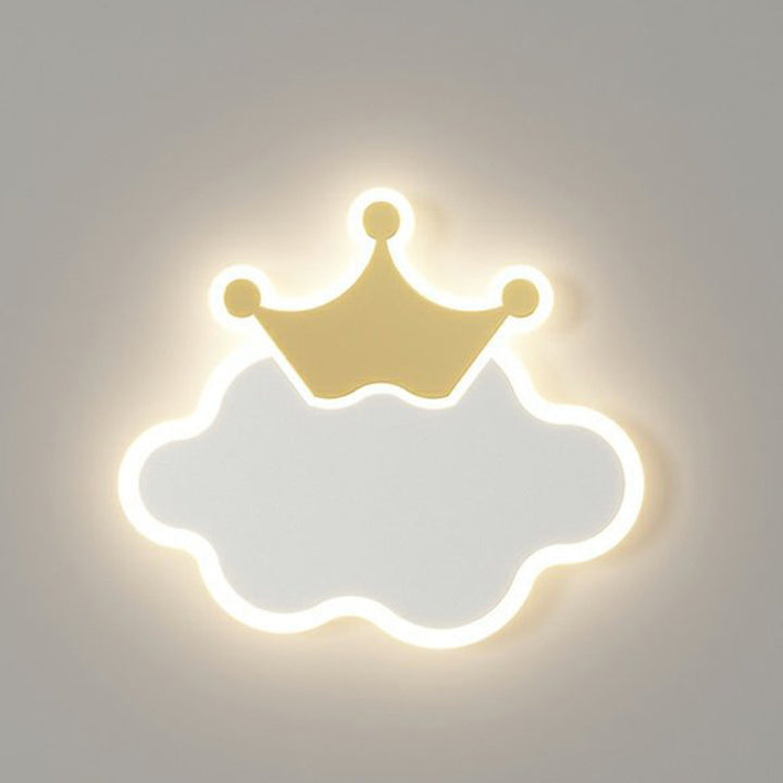 Applique Murale LED en Fer Acrylique en Forme de Nuage et de Lune pour Chambre d&