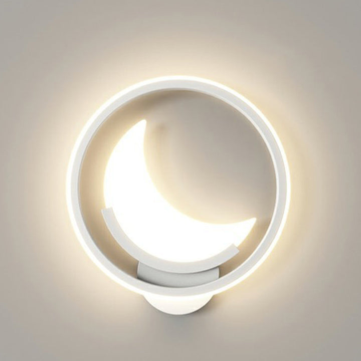 Applique Murale LED en Fer Acrylique en Forme de Nuage et de Lune pour Chambre d&