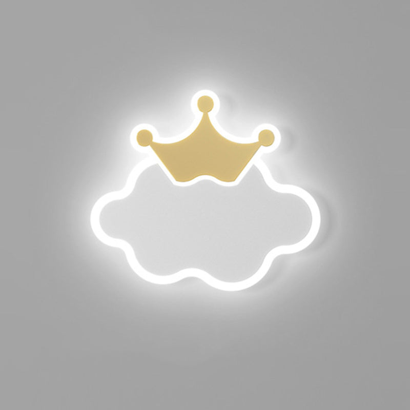 Applique Murale LED en Fer Acrylique en Forme de Nuage et de Lune pour Chambre d&