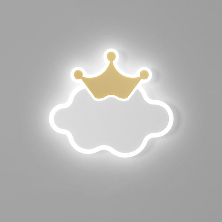 Applique Murale LED en Fer Acrylique en Forme de Nuage et de Lune pour Chambre d&