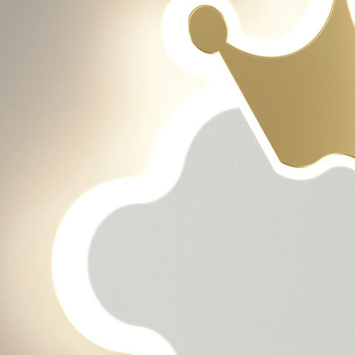 Applique Murale LED en Fer Acrylique en Forme de Nuage et de Lune pour Chambre d&