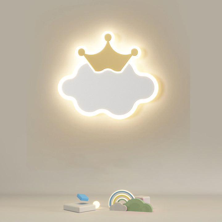Applique Murale LED en Fer Acrylique en Forme de Nuage et de Lune pour Chambre d&