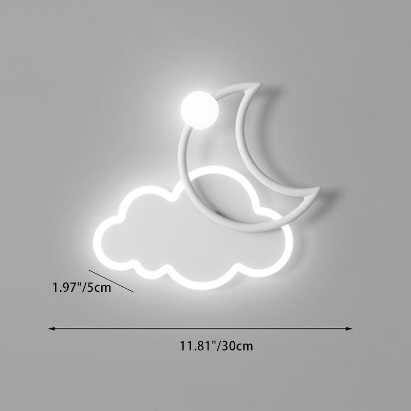 Applique Murale LED en Fer Acrylique en Forme de Nuage et de Lune pour Chambre d&