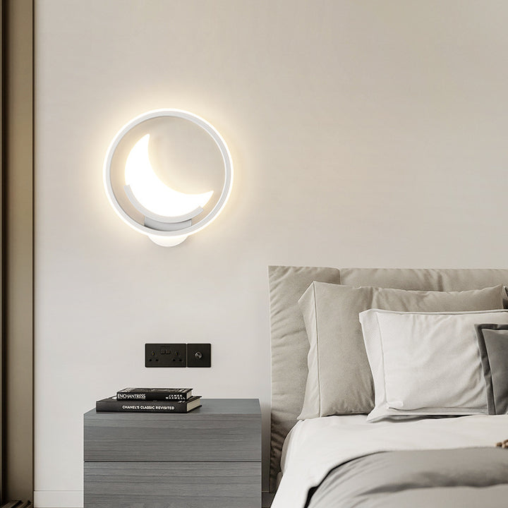 Applique Murale LED en Fer Acrylique en Forme de Nuage et de Lune pour Chambre d&