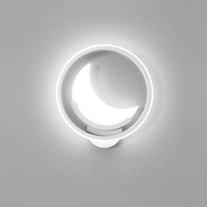 Applique Murale LED en Fer Acrylique en Forme de Nuage et de Lune pour Chambre d&