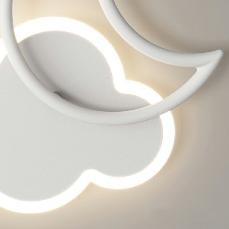 Applique Murale LED en Fer Acrylique en Forme de Nuage et de Lune pour Chambre d&
