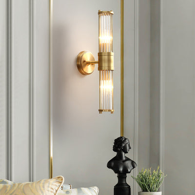Moderne minimalistische Zylinder Eisen Kupfer Rahmen Glas Schatten 1/2 Licht Wandleuchte Lampe für Wohnzimmer 