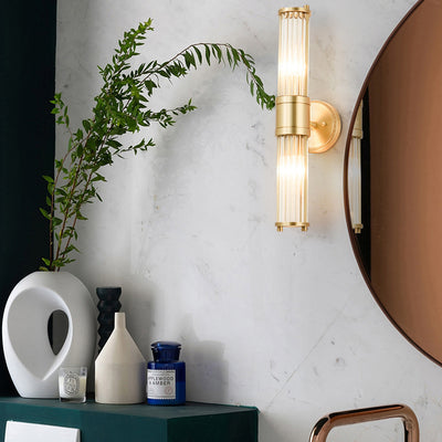 Moderne minimalistische Zylinder Eisen Kupfer Rahmen Glas Schatten 1/2 Licht Wandleuchte Lampe für Wohnzimmer 