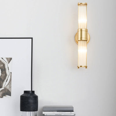 Moderne minimalistische Zylinder Eisen Kupfer Rahmen Glas Schatten 1/2 Licht Wandleuchte Lampe für Wohnzimmer 
