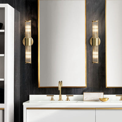 Moderne minimalistische Zylinder Eisen Kupfer Rahmen Glas Schatten 1/2 Licht Wandleuchte Lampe für Wohnzimmer 