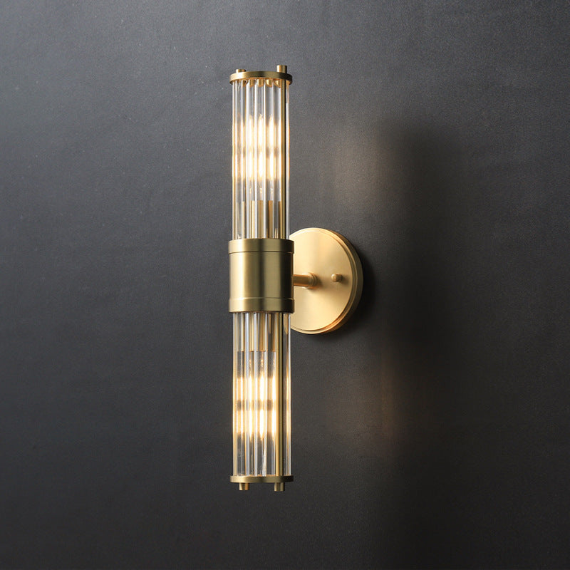 Moderne minimalistische Zylinder Eisen Kupfer Rahmen Glas Schatten 1/2 Licht Wandleuchte Lampe für Wohnzimmer 