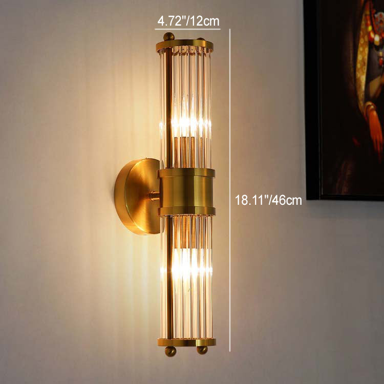 Lámpara de Aplique de Pared Moderna Minimalista con Marco de Cilindro de Hierro y Cobre y Pantalla de Vidrio de 1/2 Luces para Sala de Estar 