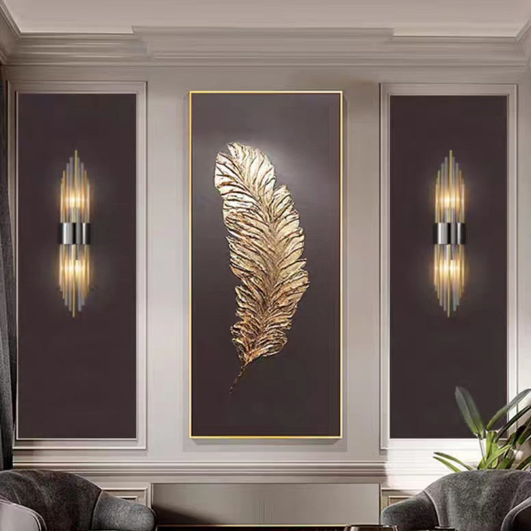 Applique murale contemporaine nordique en tube rond en acier inoxydable avec cristal à 2 lumières pour salon 