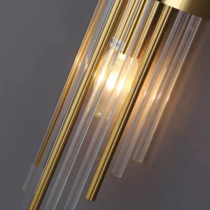Applique murale contemporaine nordique en tube rond en acier inoxydable avec cristal à 2 lumières pour salon 